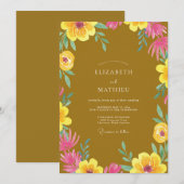 Invitation Mariage Fleur Sauvage Jaune Moutarde (Devant / Derrière)