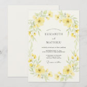 Invitation Mariage Fleur Sauvage Jaune Pâle (Devant / Derrière)