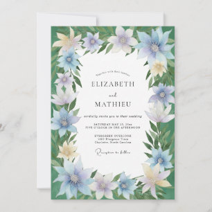 Invitation Mariage Fleur Sauvage Jaune Pâle Pervenche