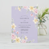 Invitation Mariage Fleur Sauvage Jaune Pervenche (Debout devant)
