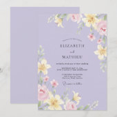 Invitation Mariage Fleur Sauvage Jaune Pervenche (Devant / Derrière)