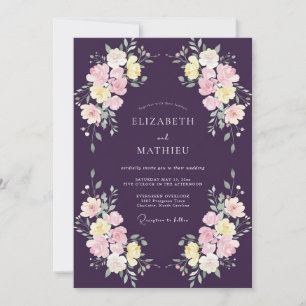 Invitation Mariage Fleur Sauvage Jaune Prune