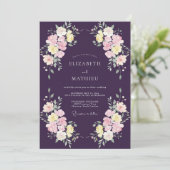 Invitation Mariage Fleur Sauvage Jaune Prune (Debout devant)