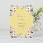 Invitation Mariage Fleur Sauvage Jaune Violet (Debout devant)