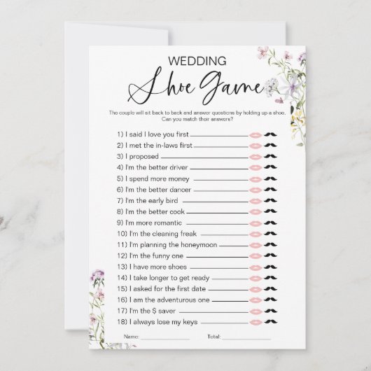 Invitation Mariage fleur sauvage Jeu de Fête des mariées de c (Devant)