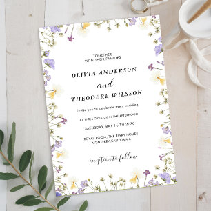 Invitation Mariage Fleur sauvage Lilac Cream Watercolor
