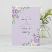 Invitation Mariage Fleur Sauvage Lilas Atténué (Debout devant)