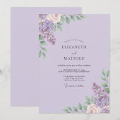 Invitation Mariage Fleur Sauvage Lilas Atténué (Devant / Derrière)