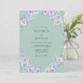 Invitation Mariage Fleur Sauvage Lilas Céladon (Debout devant)