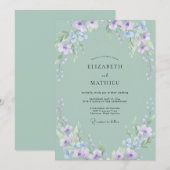 Invitation Mariage Fleur Sauvage Lilas Céladon (Devant / Derrière)