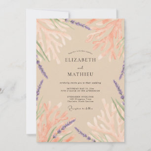 Invitation Mariage Fleur Sauvage Lilas Champagne Chaud