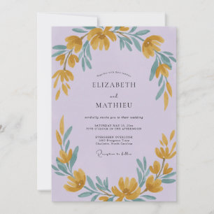 Invitation Mariage Fleur Sauvage Lilas Doré