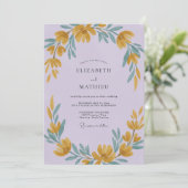 Invitation Mariage Fleur Sauvage Lilas Doré (Debout devant)