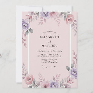Invitation Mariage Fleur Sauvage Lilas Mauve Lilas