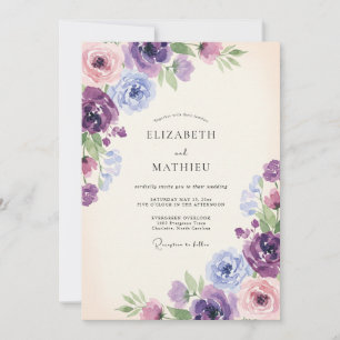 Invitation Mariage Fleur Sauvage Lilas Violet