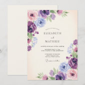 Invitation Mariage Fleur Sauvage Lilas Violet (Devant / Derrière)