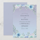 Invitation Mariage Fleur Sauvage Luxe Pervenche (Devant / Derrière)