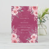 Invitation Mariage Fleur Sauvage Magenta (Debout devant)
