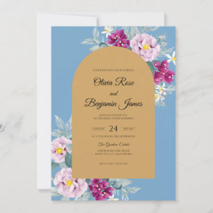 Invitation Mariage Fleur Sauvage Magenta Bleuet