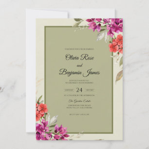 Invitation Mariage Fleur Sauvage Magenta Moderne