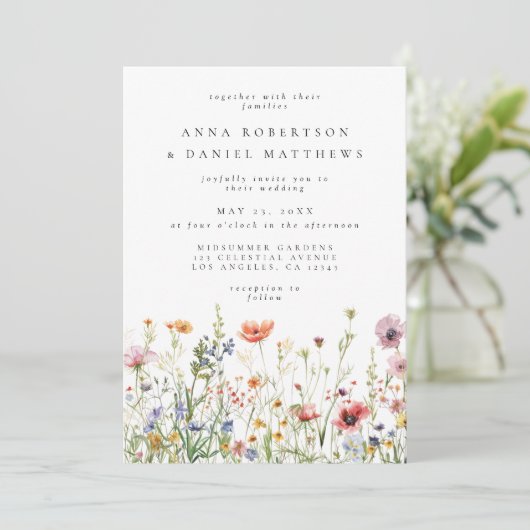 Invitation Mariage Fleur sauvage Mauve (Debout devant)