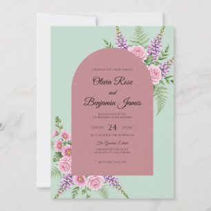 Invitation Mariage Fleur Sauvage Mauve Menthe