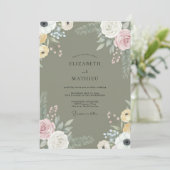 Invitation Mariage Fleur Sauvage Mauve Olive (Debout devant)
