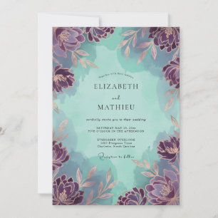Invitation Mariage Fleur Sauvage Menthe Améthyste