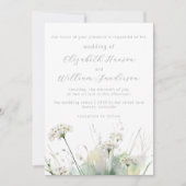 Invitation Mariage Fleur sauvage minimaliste blanc (Devant)