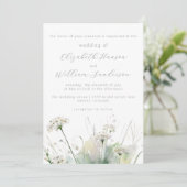 Invitation Mariage Fleur sauvage minimaliste blanc (Debout devant)