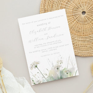 Invitation Mariage Fleur sauvage minimaliste blanc