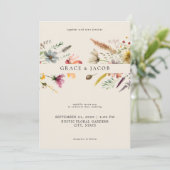 Invitation Mariage Fleur sauvage minimaliste Boho (Debout devant)