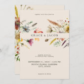 Invitation Mariage Fleur sauvage minimaliste Boho (Devant / Derrière)