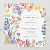 Invitation Mariage fleur sauvage moderne (Devant / Derrière)
