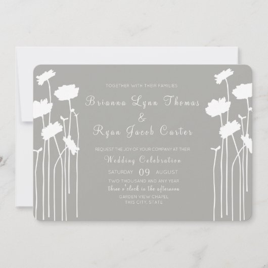 Invitation Mariage Fleur sauvage moderne (Devant)