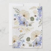 Invitation Mariage Fleur sauvage  moderne à séché bleu (Dos)