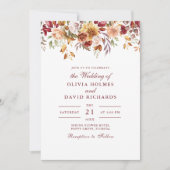 Invitation Mariage Fleur sauvage moderne Burange Orange (Devant)