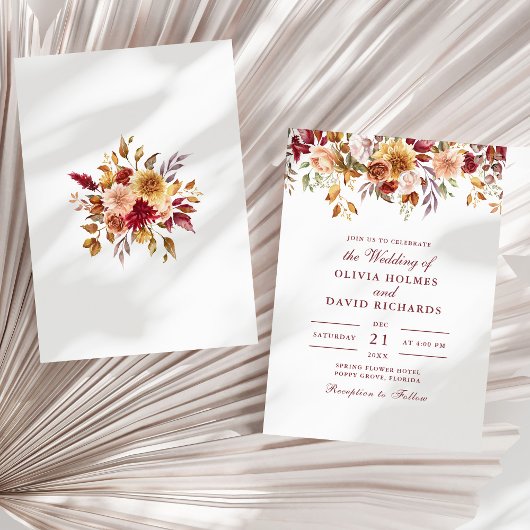 Invitation Mariage Fleur sauvage moderne Burange Orange