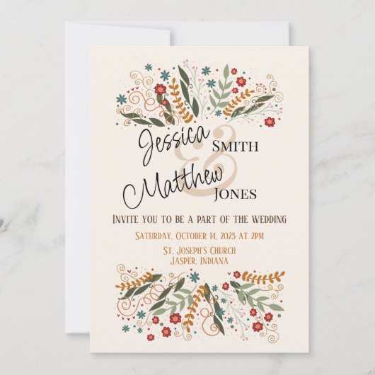 Invitation Mariage Fleur sauvage Moderne Inspirété Élégant (Devant)