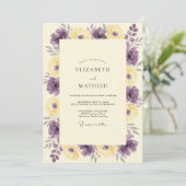 Invitation Mariage Fleur Sauvage Moderne Violet Jaune (Debout devant)