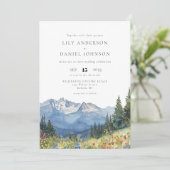 Invitation Mariage Fleur sauvage moderne Watercolor Mountain (Debout devant)