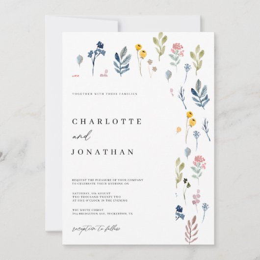 Invitation Mariage Fleur sauvage moderne Whimsical (Devant)