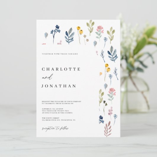 Invitation Mariage Fleur sauvage moderne Whimsical (Debout devant)