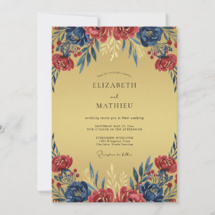 Invitation Mariage Fleur Sauvage Moutarde Cramoisi
