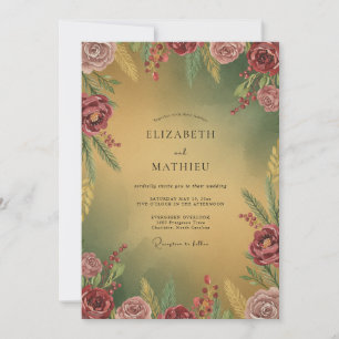 Invitation Mariage Fleur Sauvage Moutarde Mauve