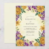 Invitation Mariage Fleur Sauvage Moutarde Violette (Devant / Derrière)