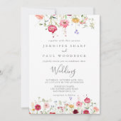 Invitation Mariage Fleur sauvage multicouleur simple (Devant)