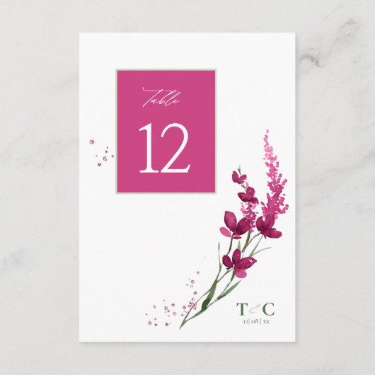Invitation Mariage fleur sauvage n° de tableau Fuchsia ID954 (Dos)