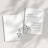 Invitation Mariage Fleur sauvage noir minimaliste