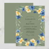 Invitation Mariage Fleur Sauvage Ocre de Cobalt (Devant / Derrière)